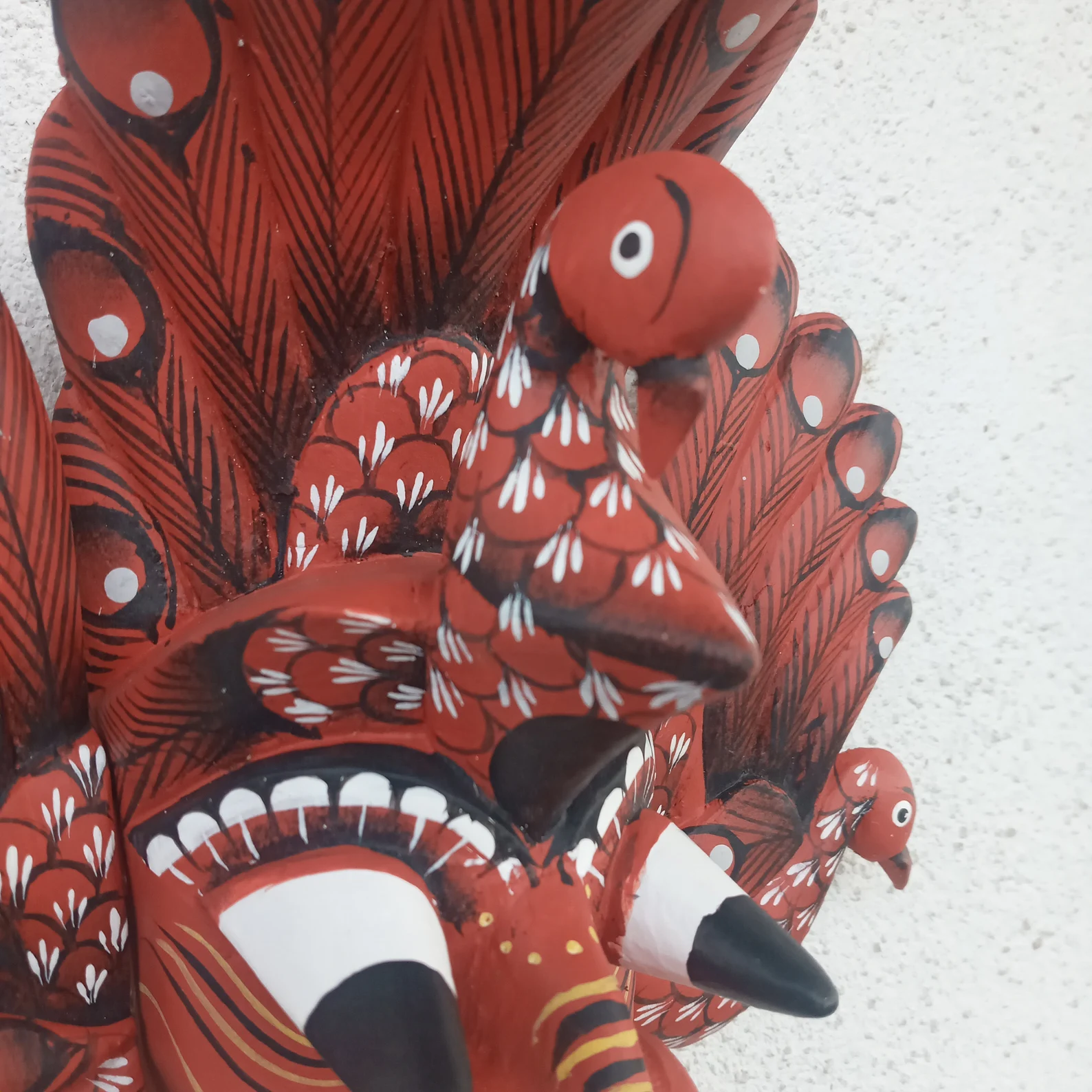 Hand Carved Wood Wall Hanging Mask| Stunning Peacock Mask Sculpture| Beautiful and lucky Wooden Wall Hanging Mask| Home Decor Wall Art - Image 5