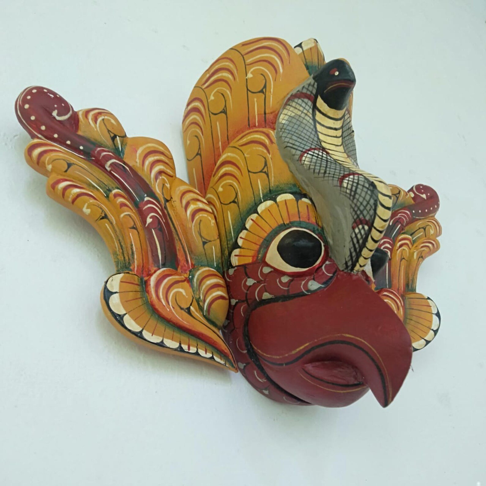 Bird Demon Mask, Gurulu Raksha mask,Bird mask, Wooden mask,Devil mask wood,Raksha mask,Unique mask,horror mask,Devil mask,ghost face mask - Image 8