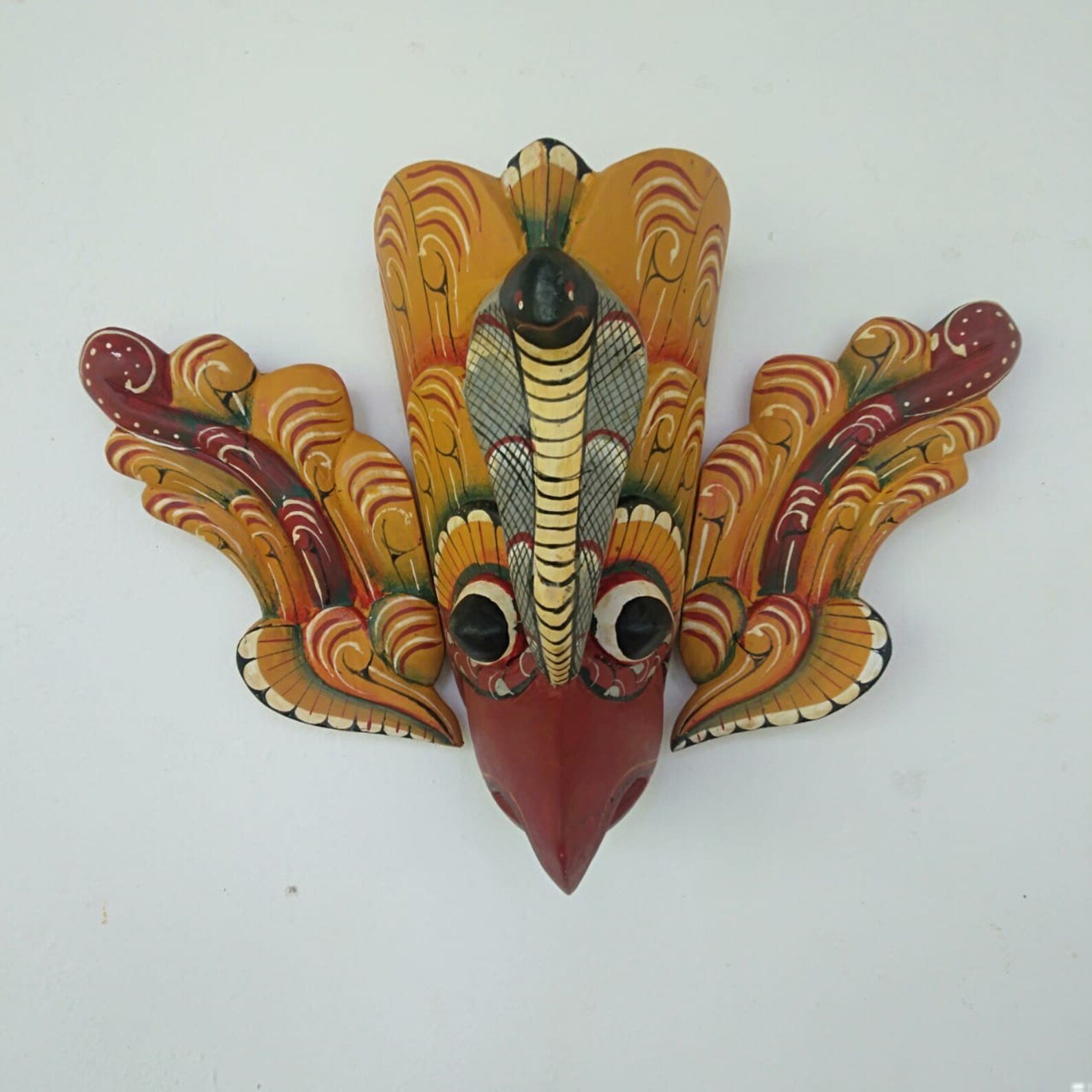 Bird Demon Mask, Gurulu Raksha mask,Bird mask, Wooden mask,Devil mask wood,Raksha mask,Unique mask,horror mask,Devil mask,ghost face mask - Image 5