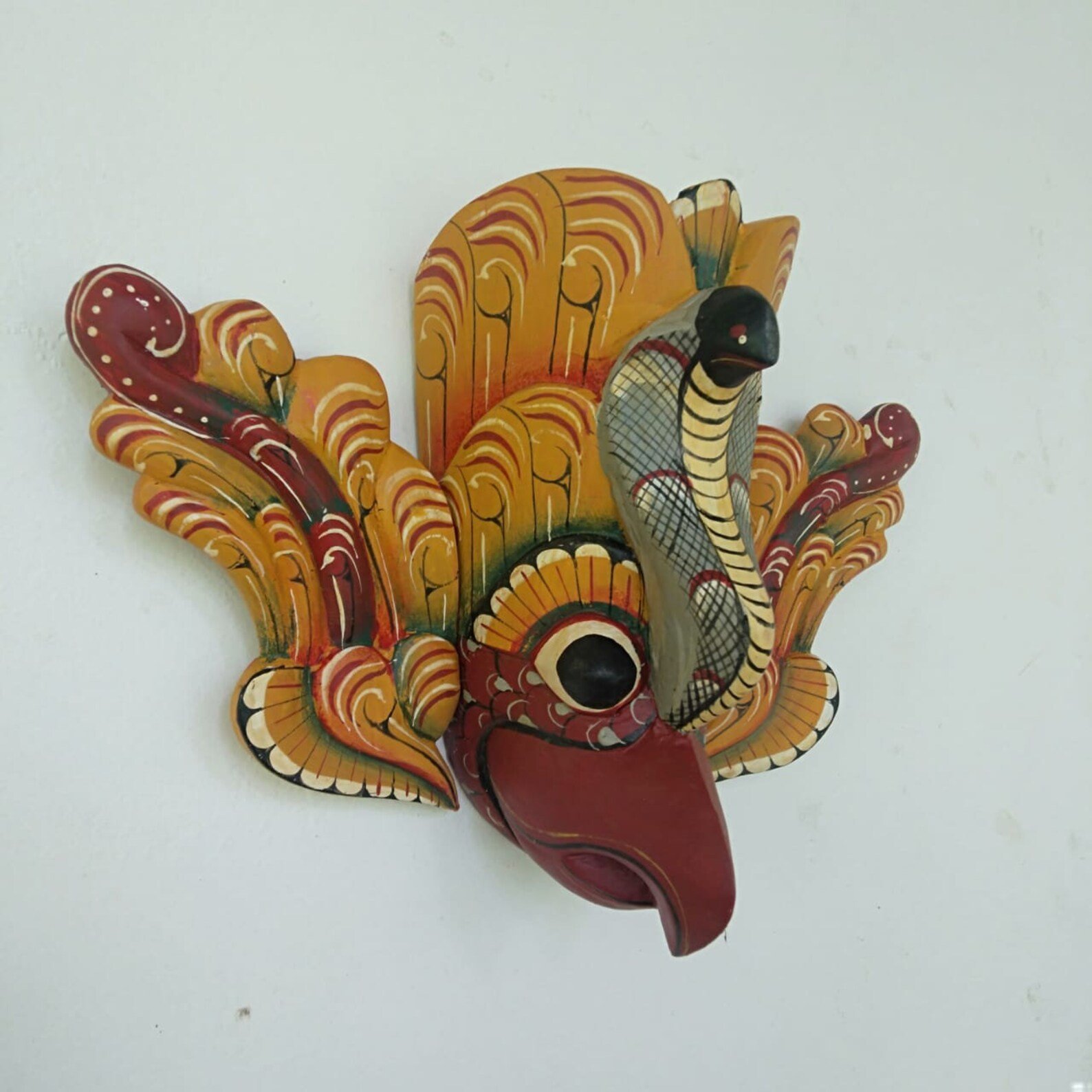 Bird Demon Mask, Gurulu Raksha mask,Bird mask, Wooden mask,Devil mask wood,Raksha mask,Unique mask,horror mask,Devil mask,ghost face mask - Image 4