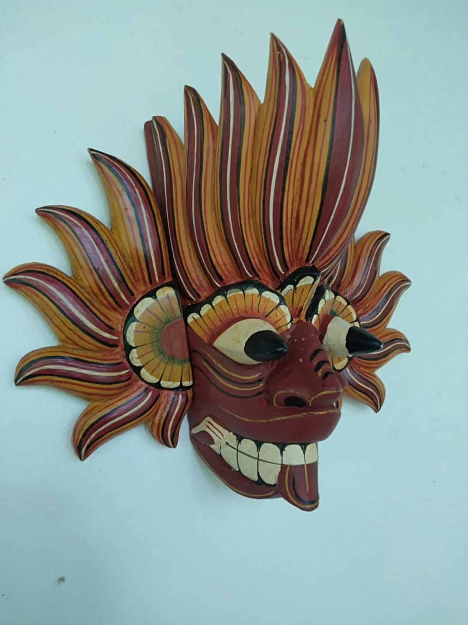 Fire Demon Mask,Gini Raksha mask,Ginidal Raksha Mask,Mask Sculpture,Wooden Mask,Wooden Mask from Sri Lanka, traditional Fire Devil mask. - Image 6