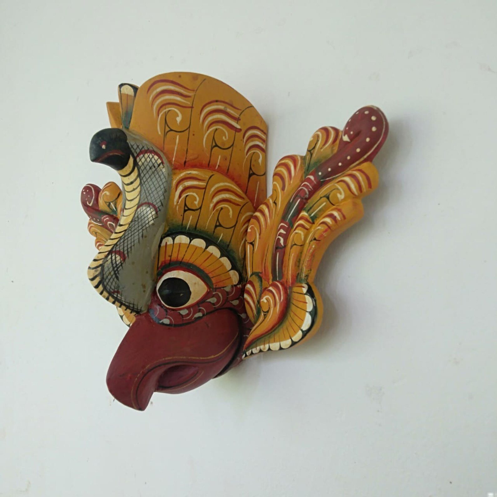 Bird Demon Mask, Gurulu Raksha mask,Bird mask, Wooden mask,Devil mask wood,Raksha mask,Unique mask,horror mask,Devil mask,ghost face mask - Image 6