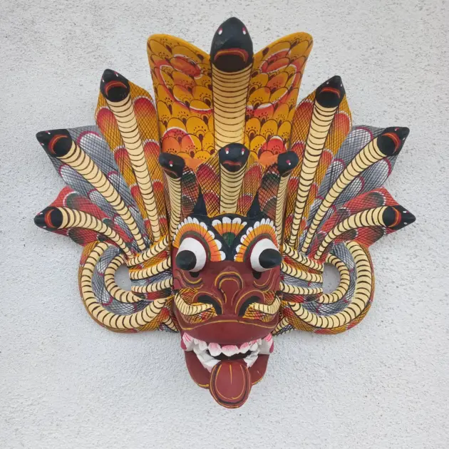 Traditional cobra Decorative Tiki Mask Home Decor |Sri Lankan Handmade Wood Wall Decor |Handcarved Wooden Mask|Unique Gift Idea |Polynesian
