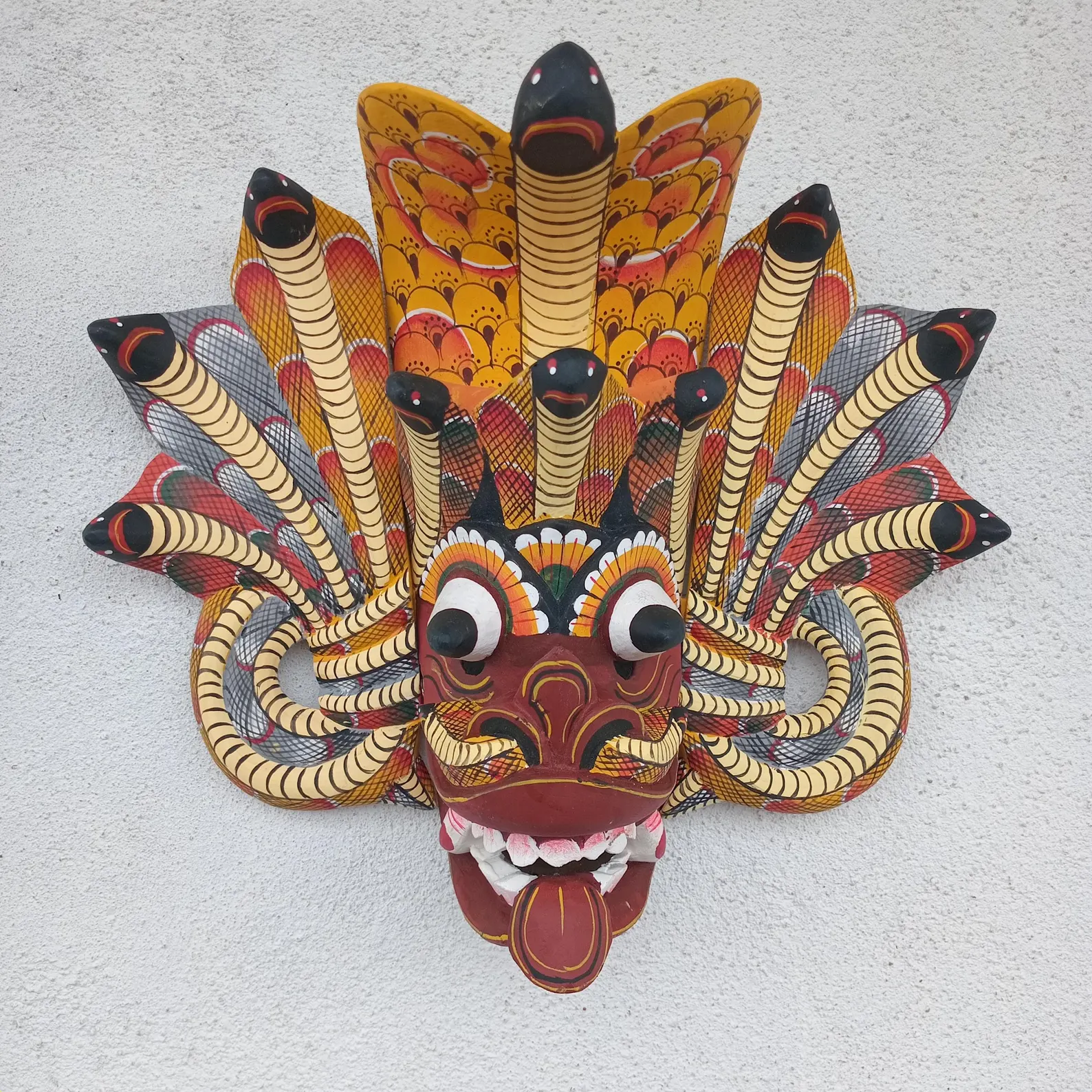 Traditional cobra Decorative Tiki Mask Home Decor |Sri Lankan Handmade Wood Wall Decor |Handcarved Wooden Mask|Unique Gift Idea |Polynesian
