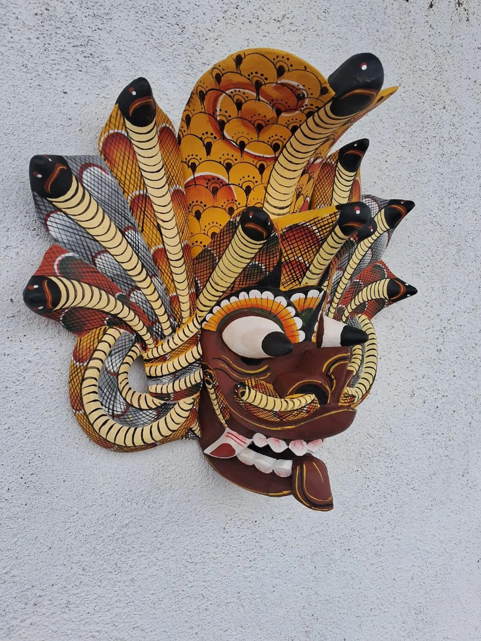 Traditional cobra Decorative Tiki Mask Home Decor |Sri Lankan Handmade Wood Wall Decor |Handcarved Wooden Mask|Unique Gift Idea |Polynesian - Image 3