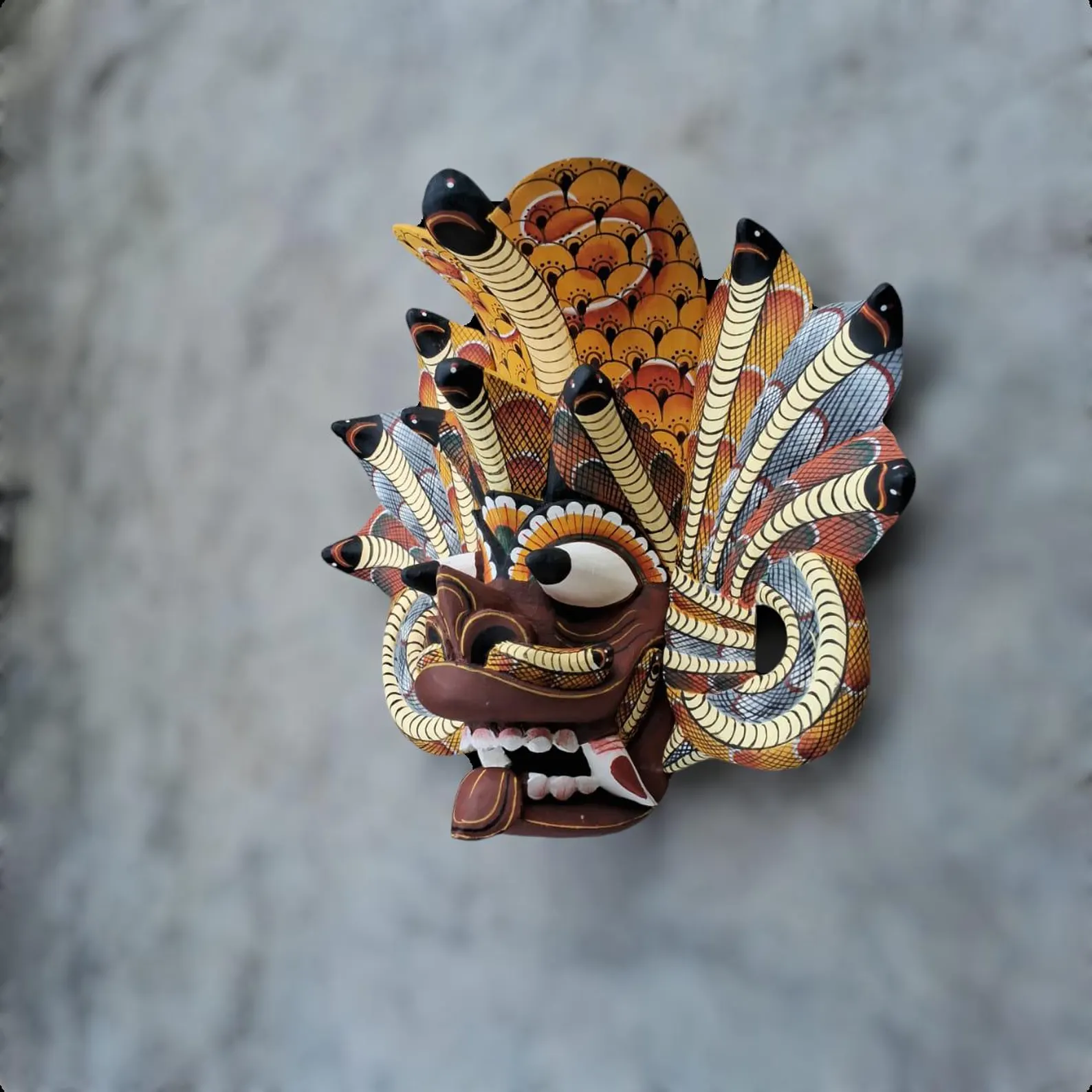 Traditional cobra Decorative Tiki Mask Home Decor |Sri Lankan Handmade Wood Wall Decor |Handcarved Wooden Mask|Unique Gift Idea |Polynesian - Image 7