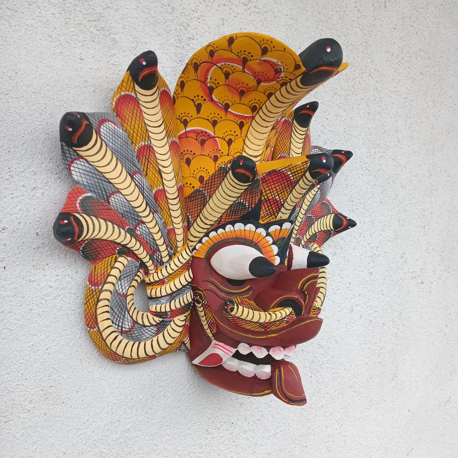 Traditional cobra Decorative Tiki Mask Home Decor |Sri Lankan Handmade Wood Wall Decor |Handcarved Wooden Mask|Unique Gift Idea |Polynesian - Image 2