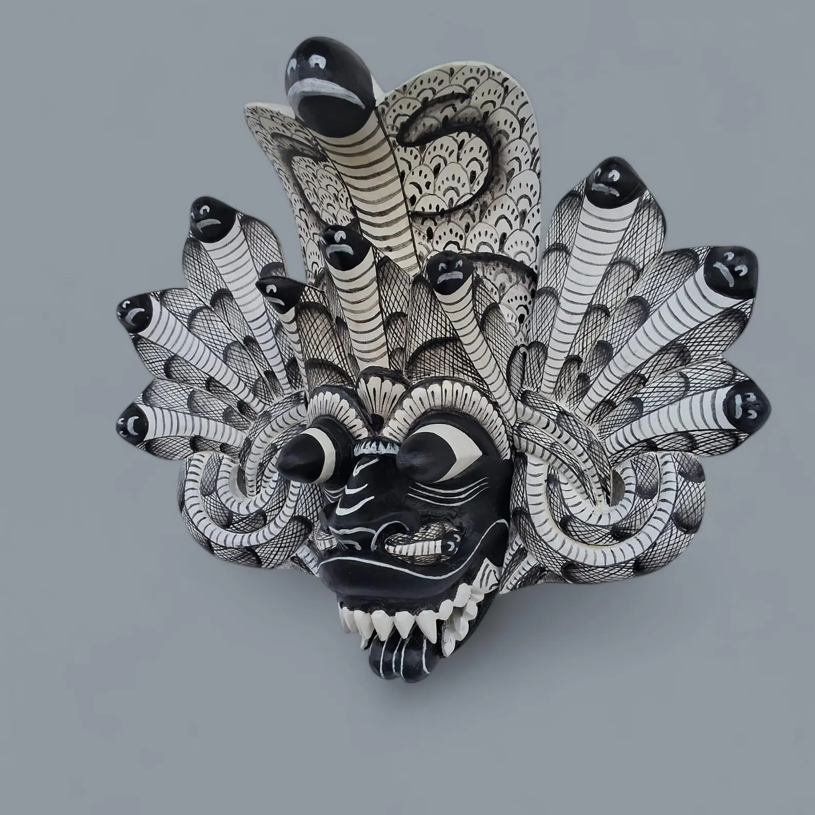 Black & White Mask|cobra protection mask|Traditional cobra Decorative Tiki Mask|Home Decor|Polynesian|Handcarved Wooden Mask|Unique Gift - Image 6