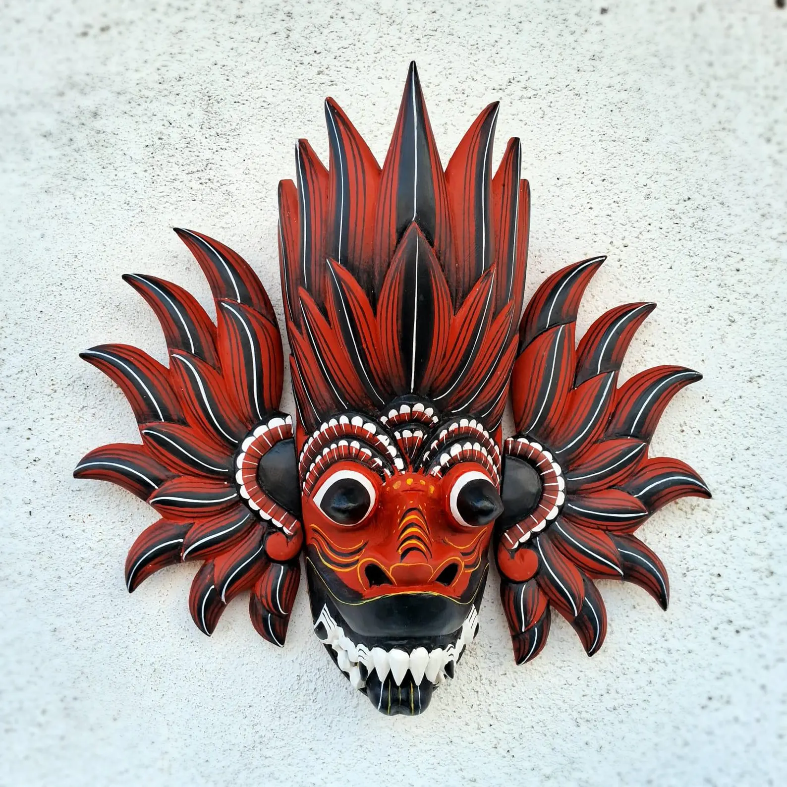 Handmade Fire Demon Mask|Unique Tribal Demon Mask|Mythical Mask for Cosplay|Demon Spirit Wall Decor|Traditional Sri Lankan Wooden Mask|Tiki - Image 6