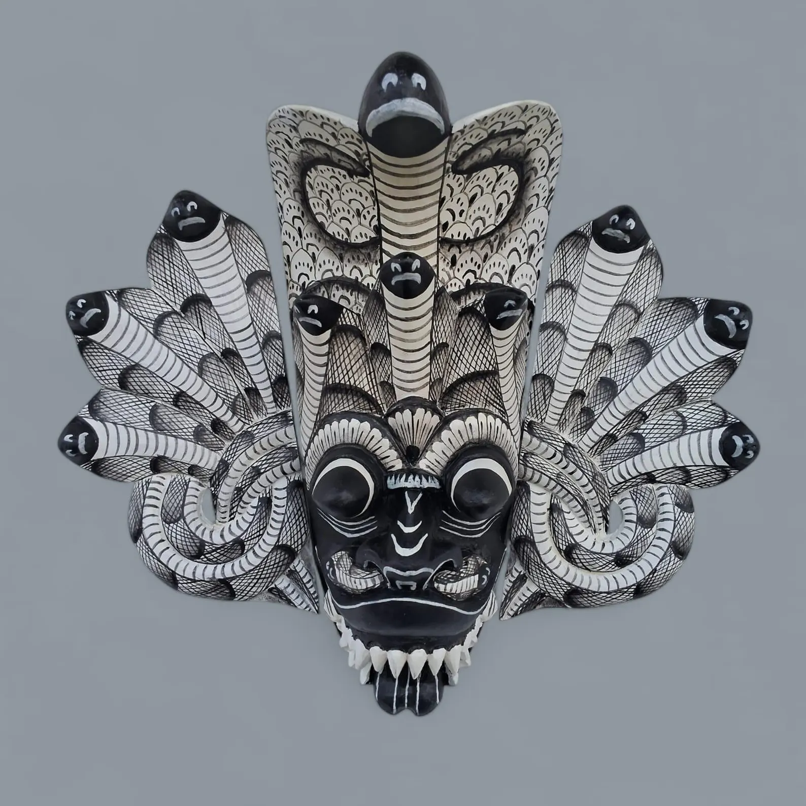 Black & White Mask|cobra protection mask|Traditional cobra Decorative Tiki Mask|Home Decor|Polynesian|Handcarved Wooden Mask|Unique Gift - Image 8