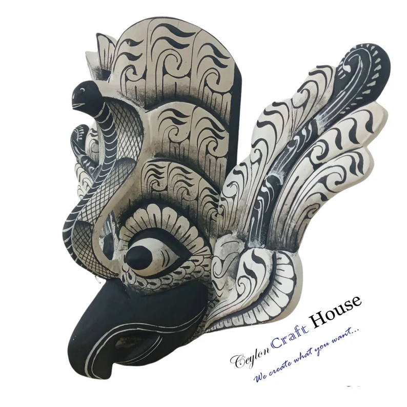 Vintage Traditional Sri Lanka Bird Demon (Gurulu Raksha) wooden mask | Wooden Wall Hanging Tiki Bird Mask | Hanging Wall Decor | Unique mask - Image 2