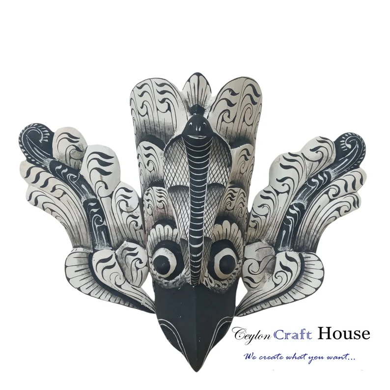Vintage Traditional Sri Lanka Bird Demon (Gurulu Raksha) wooden mask | Wooden Wall Hanging Tiki Bird Mask | Hanging Wall Decor | Unique mask - Image 3
