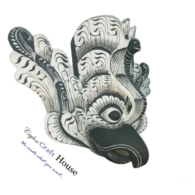 Vintage Traditional Sri Lanka Bird Demon (Gurulu Raksha) wooden mask | Wooden Wall Hanging Tiki Bird Mask | Hanging Wall Decor | Unique mask