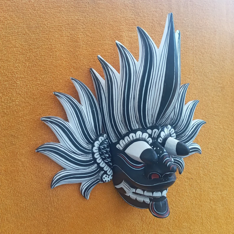 Gini Raksha mask, Fire Demon Traditional Sri Lankan Mask Devil mask interior decor - Image 3