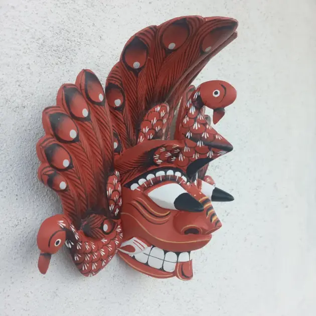 Hand Carved Wood Wall Hanging Mask| Stunning Peacock Mask Sculpture| Beautiful and lucky Wooden Wall Hanging Mask| Home Decor Wall Art