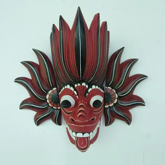 Fire Demon Mask,Gini Raksha mask,Ginidal Raksha Mask,Mask Sculpture,Wooden Mask,Wooden Mask from Sri Lanka, traditional Fire Devil mask.