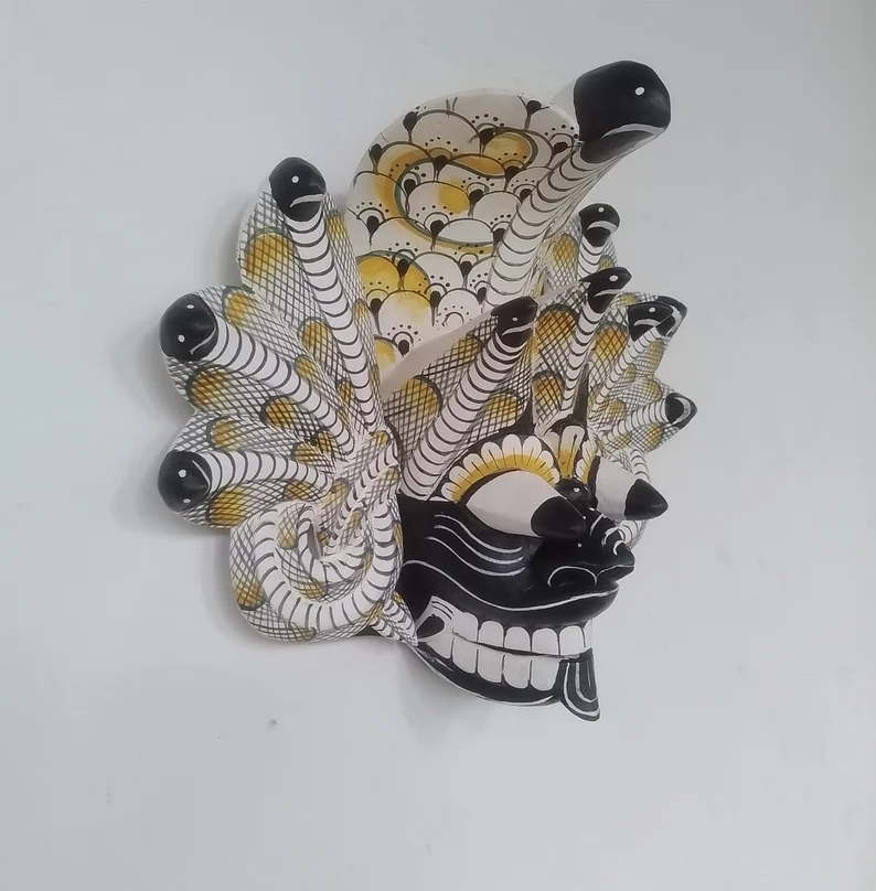 Sri Lankan Handmade Wood Wall Decor | Traditional cobra Decorative Tiki Mask Home Decor | Polynesian|Handcarved Wooden Mask|Unique Gift Idea - Image 4