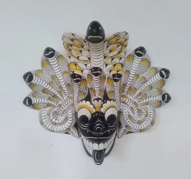 Sri Lankan Handmade Wood Wall Decor | Traditional cobra Decorative Tiki Mask Home Decor | Polynesian|Handcarved Wooden Mask|Unique Gift Idea - Image 6