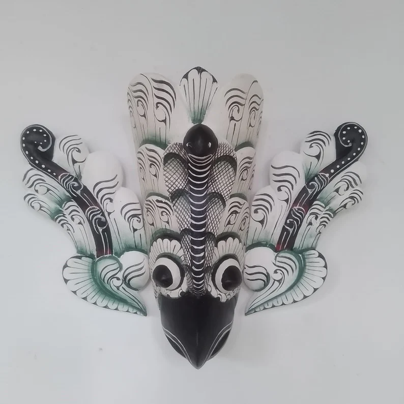 Bird Demon Mask,Devil Mask,wood bird mask,Fantasy demon mask,Unique bird costume,Traditional Sri Lankan mask,Sri Lankan folklore mask - Image 5