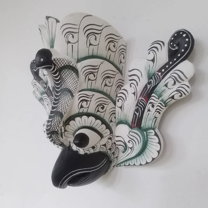 Bird Demon Mask,Devil Mask,wood bird mask,Fantasy demon mask,Unique bird costume,Traditional Sri Lankan mask,Sri Lankan folklore mask - Image 3