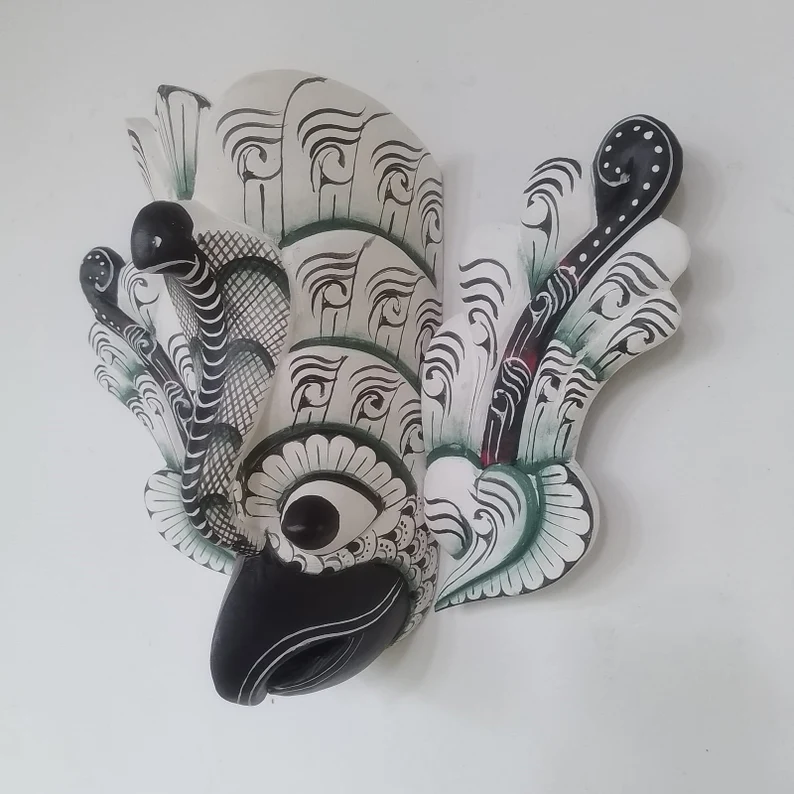 Bird Demon Mask,Devil Mask,wood bird mask,Fantasy demon mask,Unique bird costume,Traditional Sri Lankan mask,Sri Lankan folklore mask - Image 7