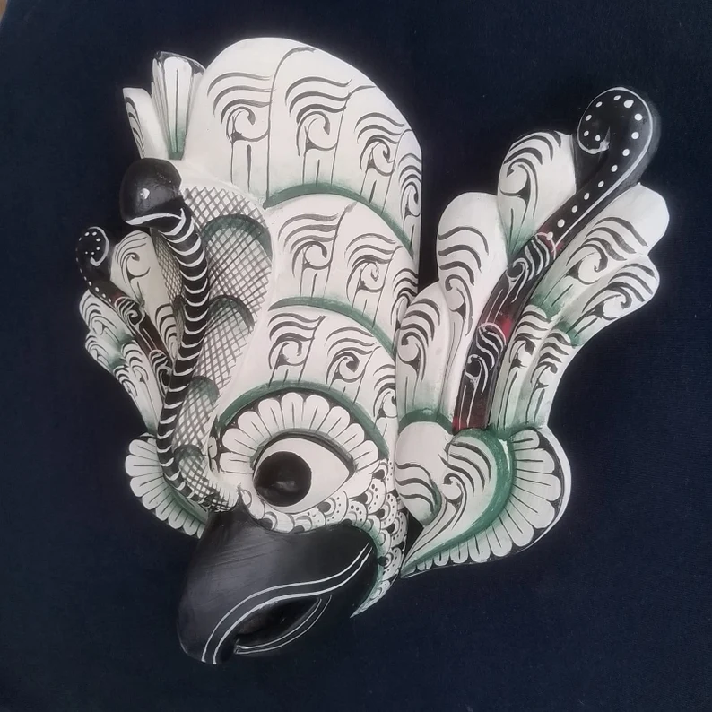 Bird Demon Mask,Devil Mask,wood bird mask,Fantasy demon mask,Unique bird costume,Traditional Sri Lankan mask,Sri Lankan folklore mask - Image 2