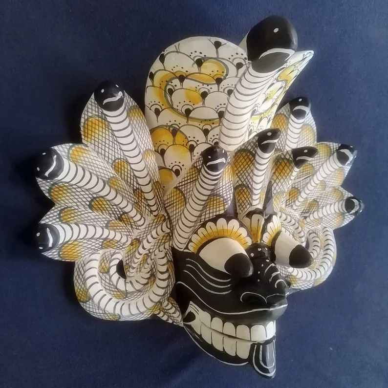 Sri Lankan Handmade Wood Wall Decor | Traditional cobra Decorative Tiki Mask Home Decor | Polynesian|Handcarved Wooden Mask|Unique Gift Idea - Image 5