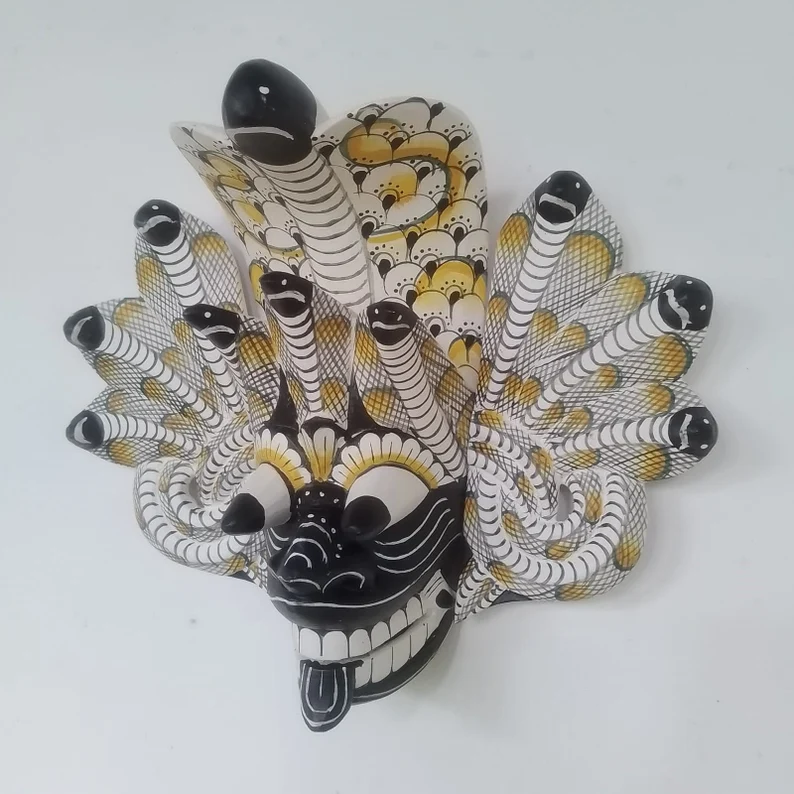 Sri Lankan Handmade Wood Wall Decor | Traditional cobra Decorative Tiki Mask Home Decor | Polynesian|Handcarved Wooden Mask|Unique Gift Idea - Image 3