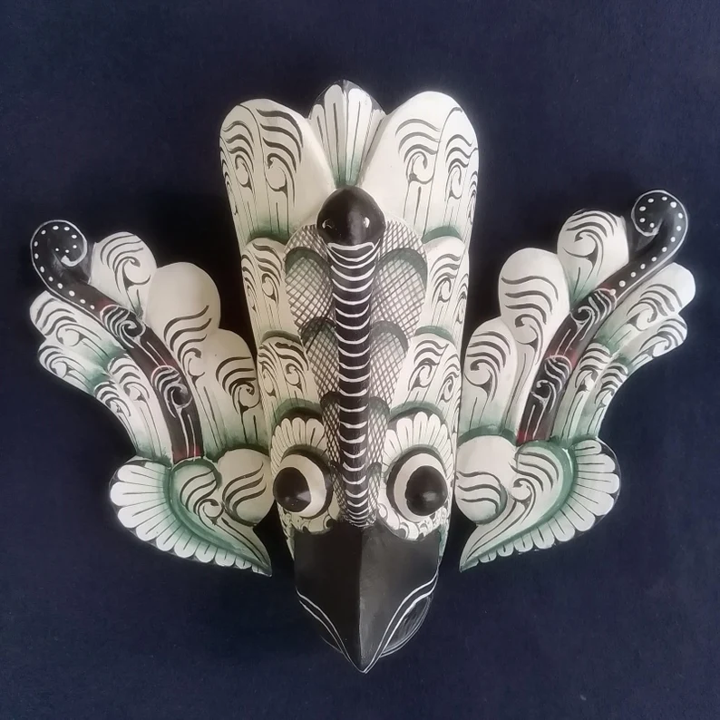 Bird Demon Mask,Devil Mask,wood bird mask,Fantasy demon mask,Unique bird costume,Traditional Sri Lankan mask,Sri Lankan folklore mask