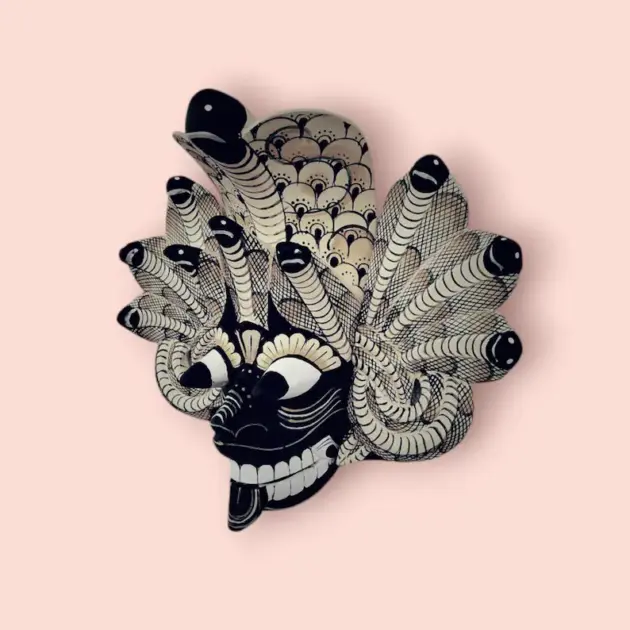 Black & White cobra protection mask | Traditional cobra Decorative Tiki Mask Home Decor | Polynesian|Handcarved Wooden Mask|Unique Gift Idea