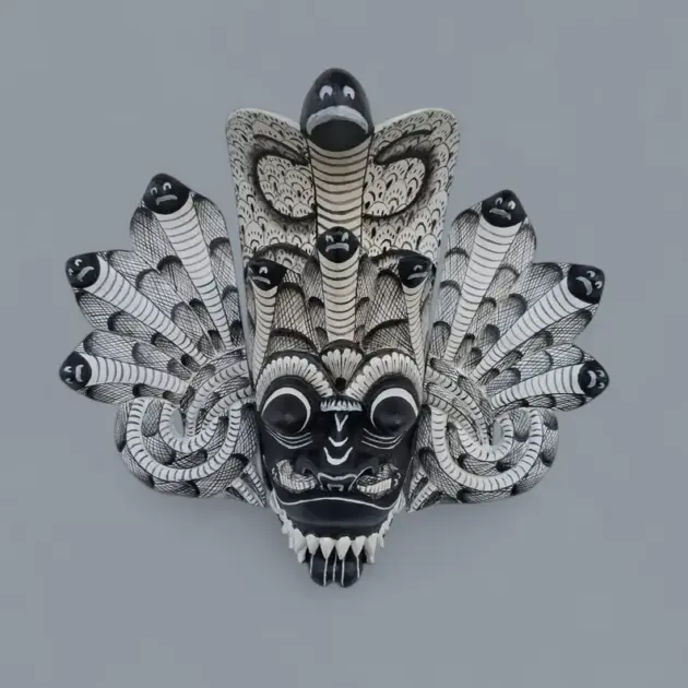 Black & White Mask|cobra protection mask|Traditional cobra Decorative Tiki Mask|Home Decor|Polynesian|Handcarved Wooden Mask|Unique Gift