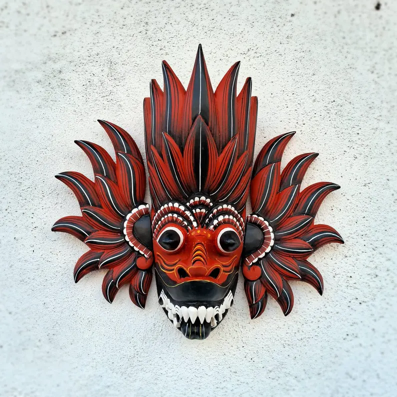 Handmade Fire Demon Mask|Unique Tribal Demon Mask|Mythical Mask for Cosplay|Demon Spirit Wall Decor|Traditional Sri Lankan Wooden Mask|Tiki - Image 5