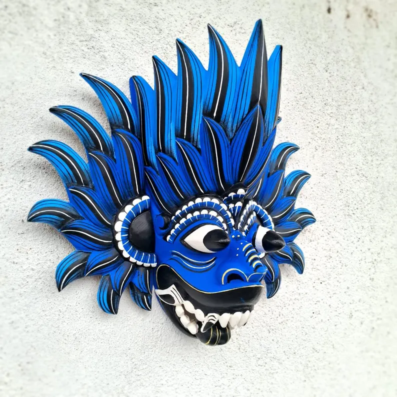 Sri Lankan Mask, Wooden Mask, Fire Demon, Devil mask, mask, interior decor, Wall Hangings mask, Sri Lanka painting, Fire mask, Sri Lankan wooden arts - Image 5