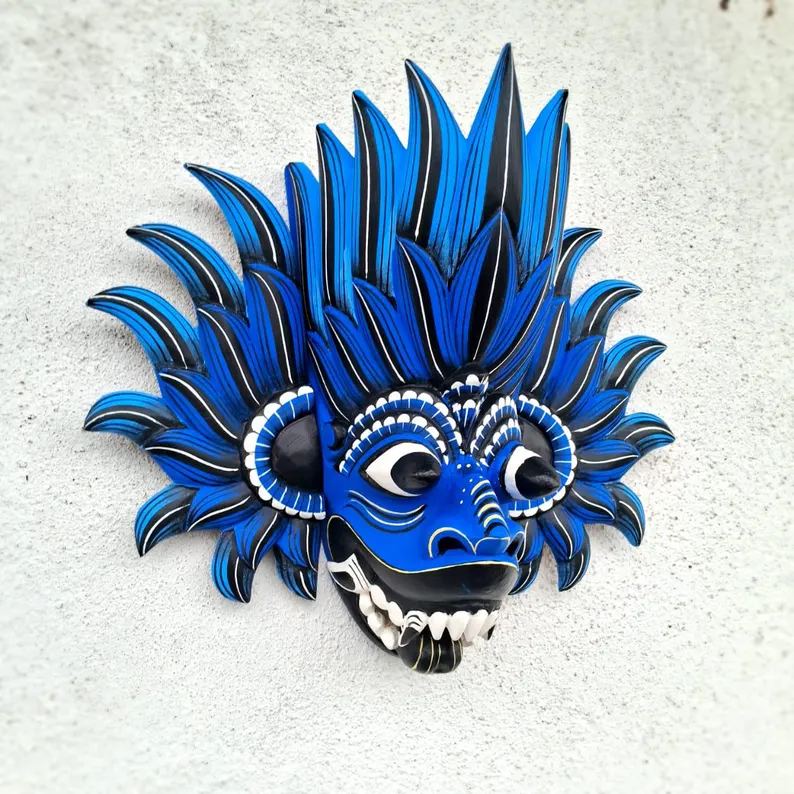 Sri Lankan Mask, Wooden Mask, Fire Demon, Devil mask, mask, interior decor, Wall Hangings mask, Sri Lanka painting, Fire mask, Sri Lankan wooden arts - Image 7