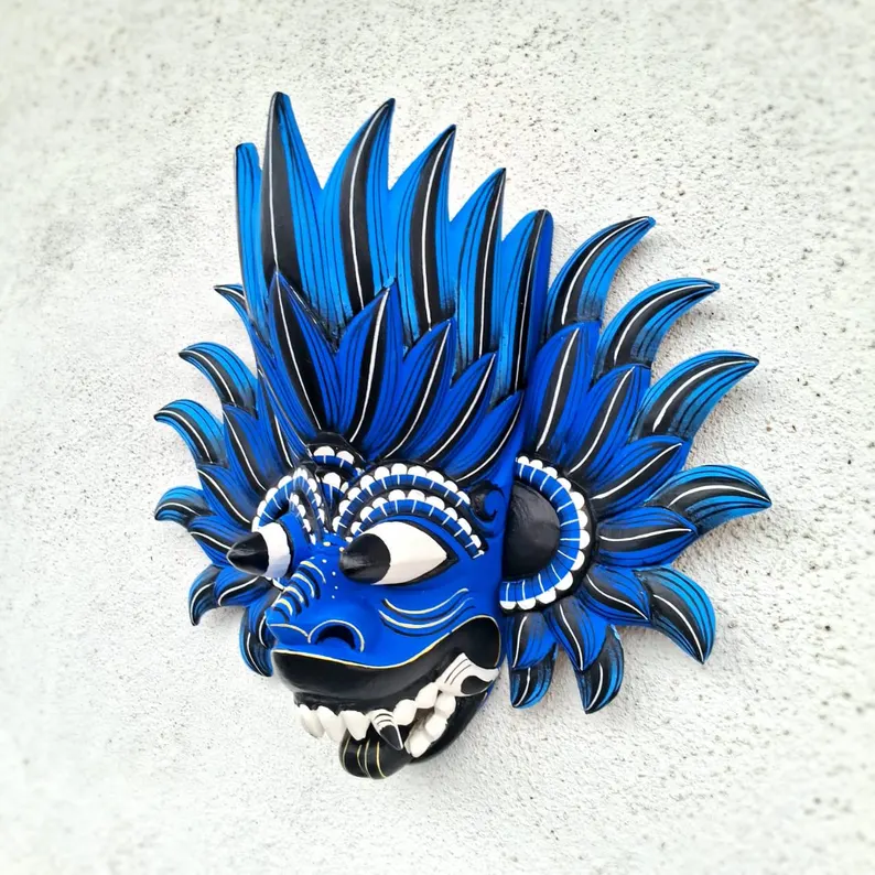 Sri Lankan Mask, Wooden Mask, Fire Demon, Devil mask, mask, interior decor, Wall Hangings mask, Sri Lanka painting, Fire mask, Sri Lankan wooden arts - Image 8