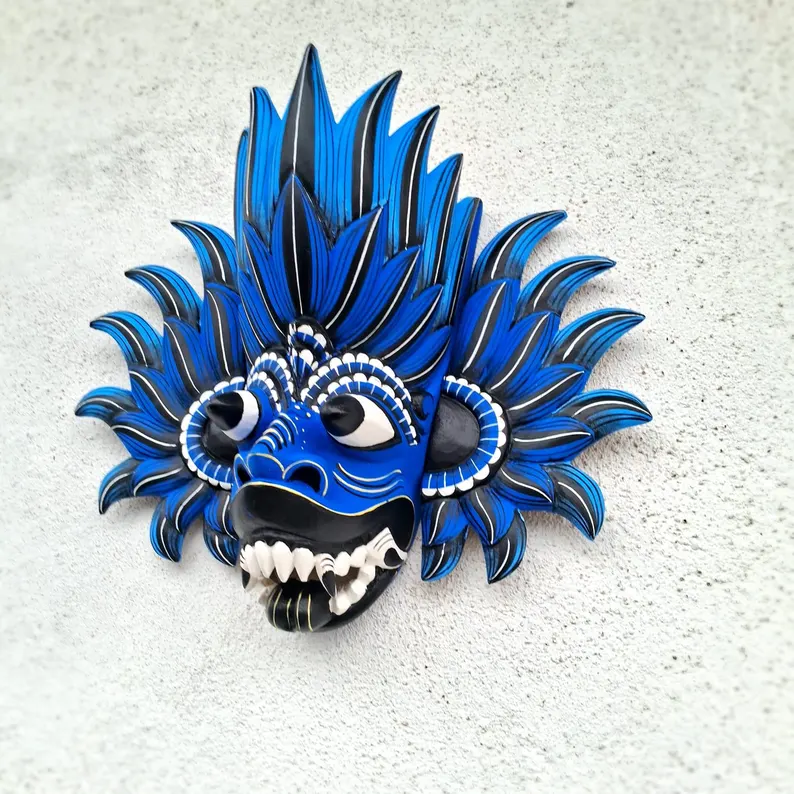Sri Lankan Mask, Wooden Mask, Fire Demon, Devil mask, mask, interior decor, Wall Hangings mask, Sri Lanka painting, Fire mask, Sri Lankan wooden arts - Image 9