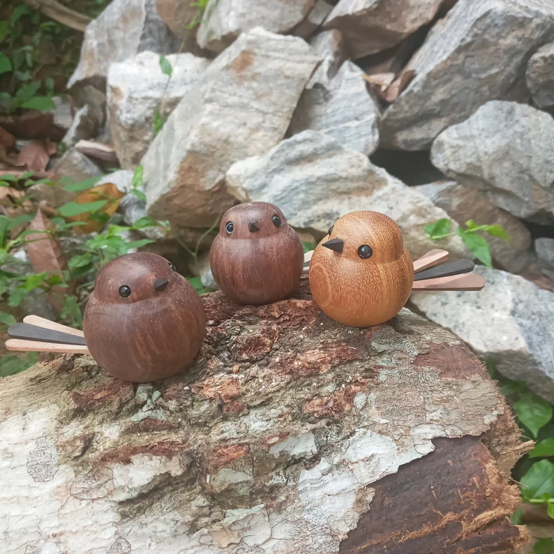 Wood turning Bird-Home Deco-Gift for Her-Robin Bird-wooden bird-bird sculpture-bird statue-bird figurines-vintage bird figures-Bird Lover - Image 5