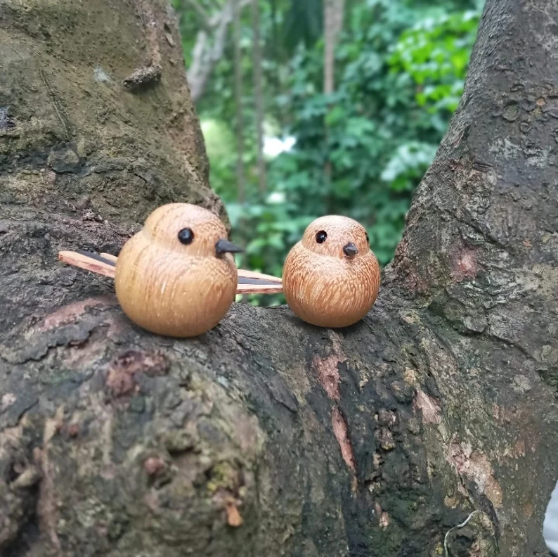 Wooden birds,Wood turning Bird,Home Deco-Gift for Her,Robin Bird,bird figures,wooden birds figurine,miniature wooden bird,vintage birds,gift - Image 6