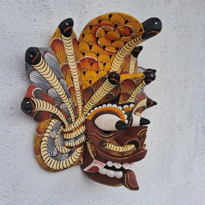 Traditional cobra Decorative Tiki Mask Home Decor |Sri Lankan Handmade Wood Wall Decor |Handcarved Wooden Mask|Unique Gift Idea |Polynesian - Image 5
