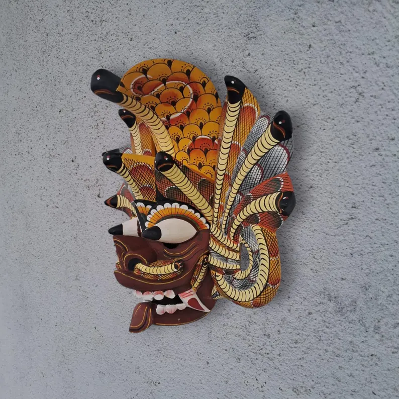 Traditional cobra Decorative Tiki Mask Home Decor |Sri Lankan Handmade Wood Wall Decor |Handcarved Wooden Mask|Unique Gift Idea |Polynesian - Image 8