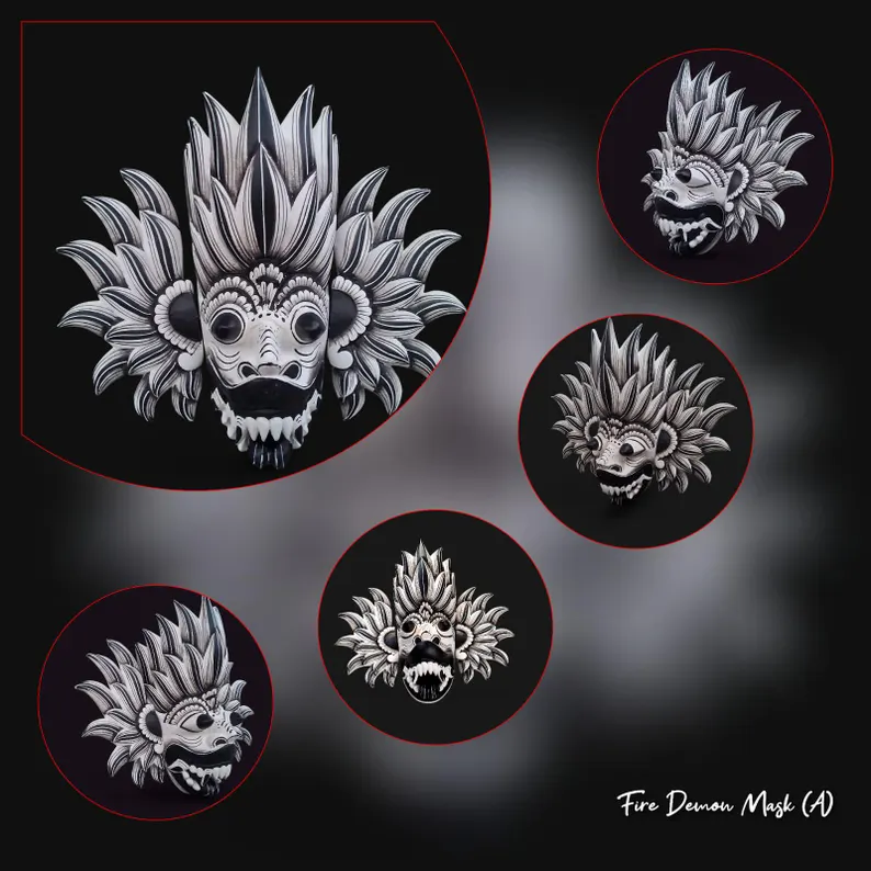 Hand carved wooden masks,Wall art,Fire demon mask,Cobra Protection Mask,Peacock demon mask,Sri Lankan Mask,Unique Wall hanging,Wall decor - Image 2