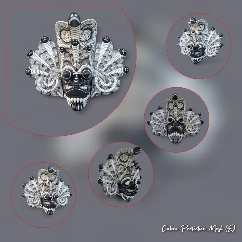 Hand carved wooden masks,Wall art,Fire demon mask,Cobra Protection Mask,Peacock demon mask,Sri Lankan Mask,Unique Wall hanging,Wall decor - Image 6